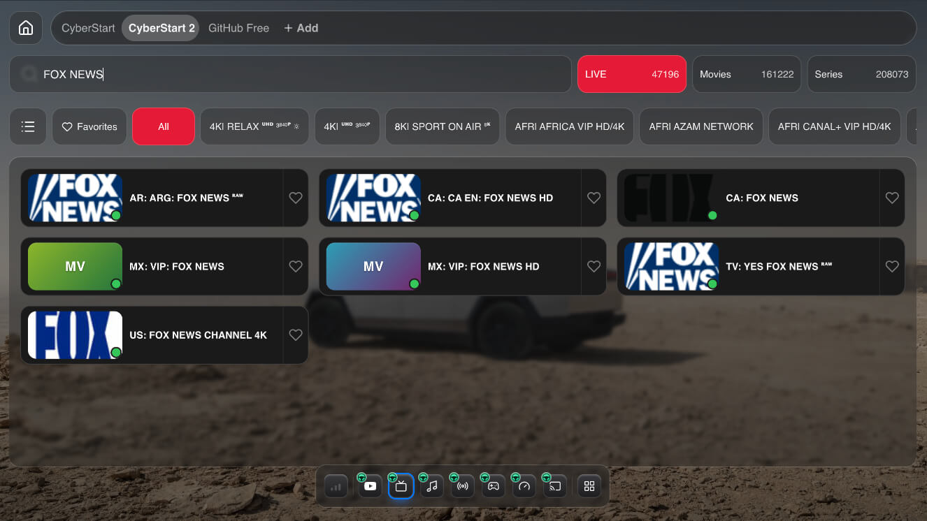 Search IPTV channels on Tesla
