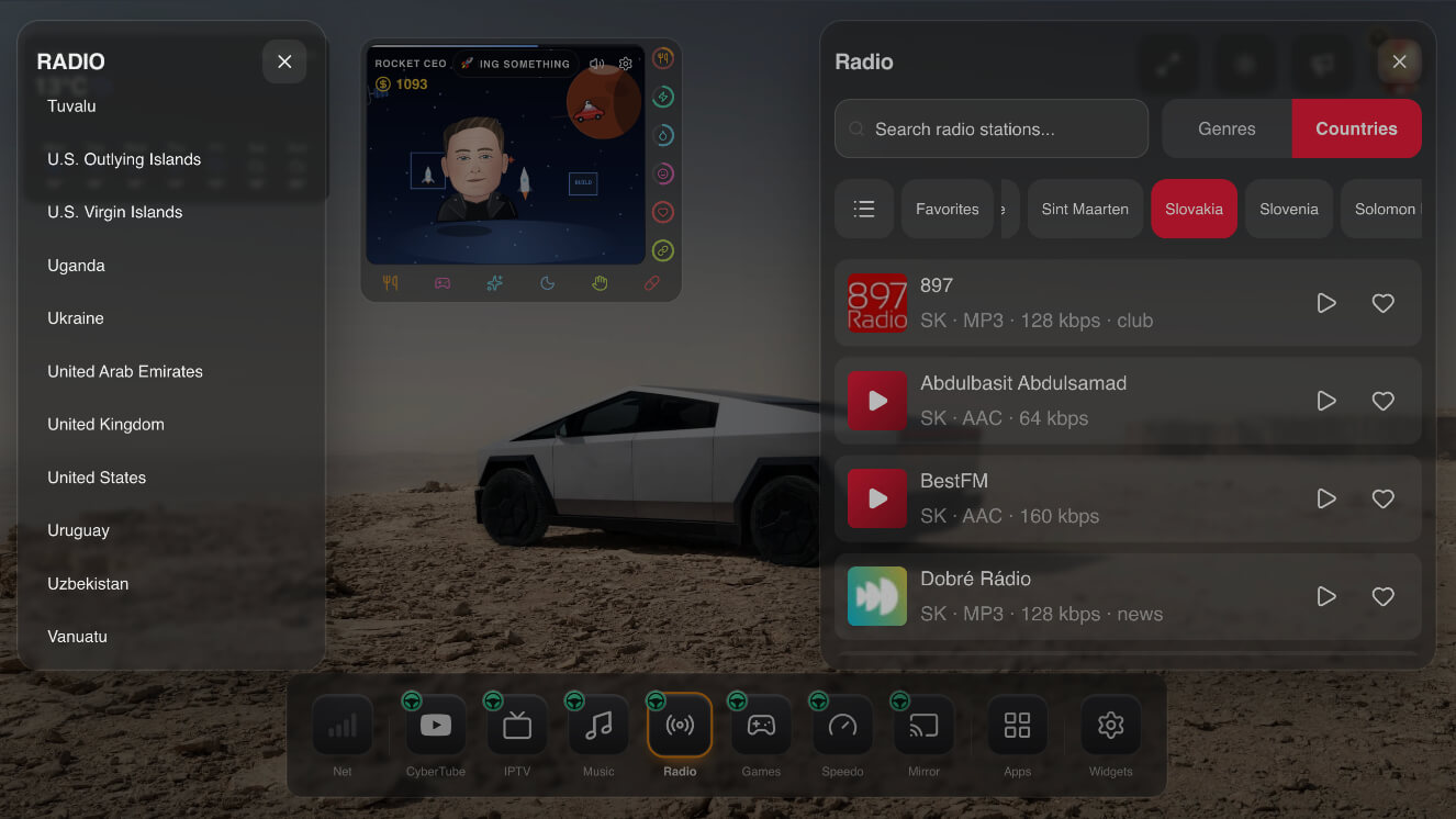 Filter radio stations by country